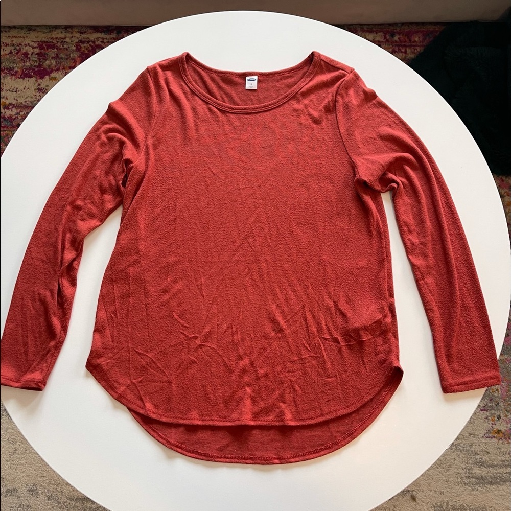 Old Navy Long Sleeve Orange/Red Tunic Hem Top
